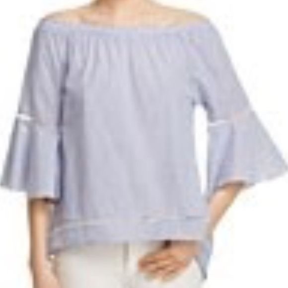 Aqua Tops Aqua Off Shoulder Top Blue White M Poshmark